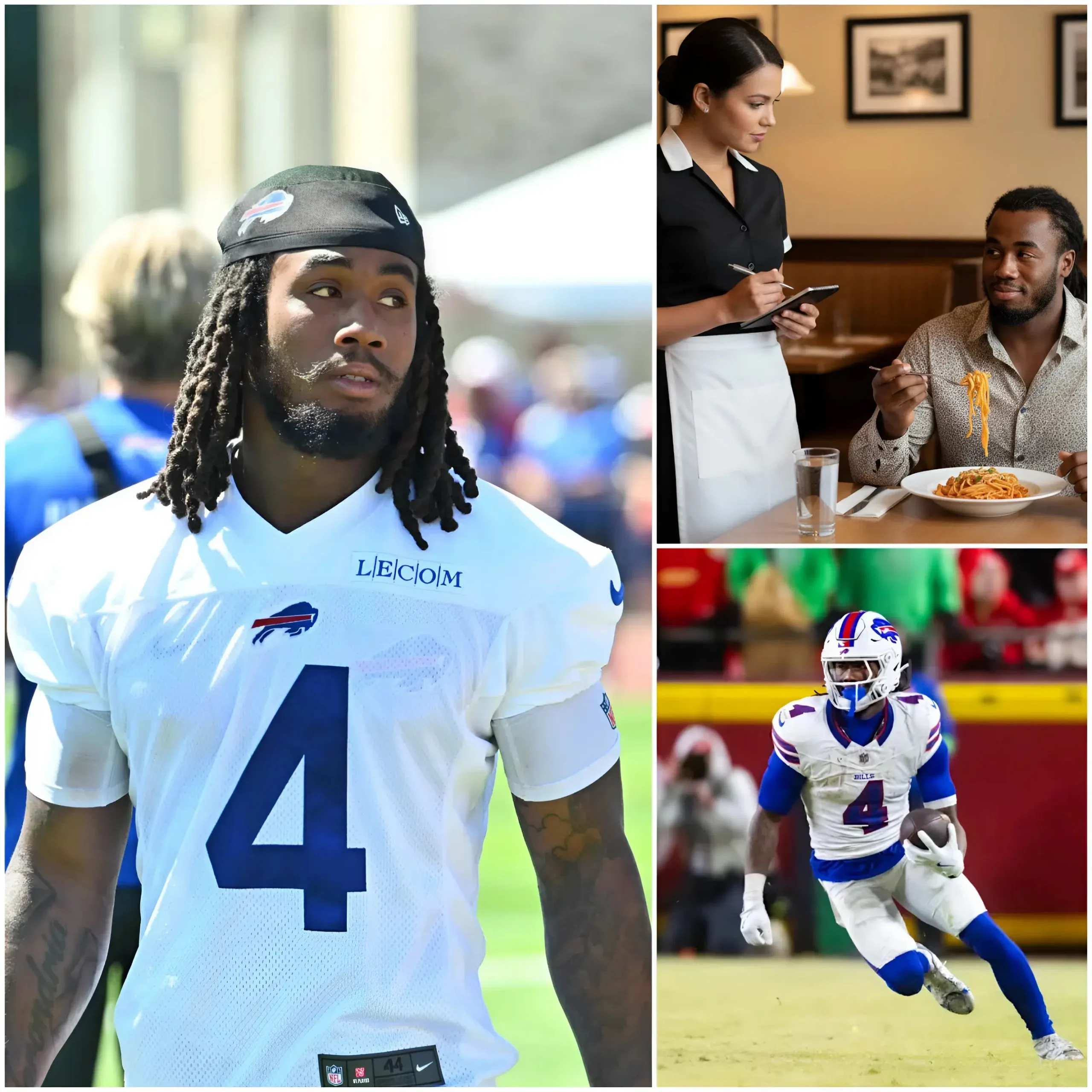 Cover Image for 🚨 James Cook quietly dined at a small restaurant in Florida – the young waitress Misa, 23, had no idea that the young Cowboys star was sitting right in front of her! 🍽️ He ate quietly, folded the bill, and left with a mysterious smile… A few minutes later, when Misa opened the bill, she froze and burst into tears in the middle of her shift! James Cook’s handwritten note was more than just a thank you – it changed her life forever!