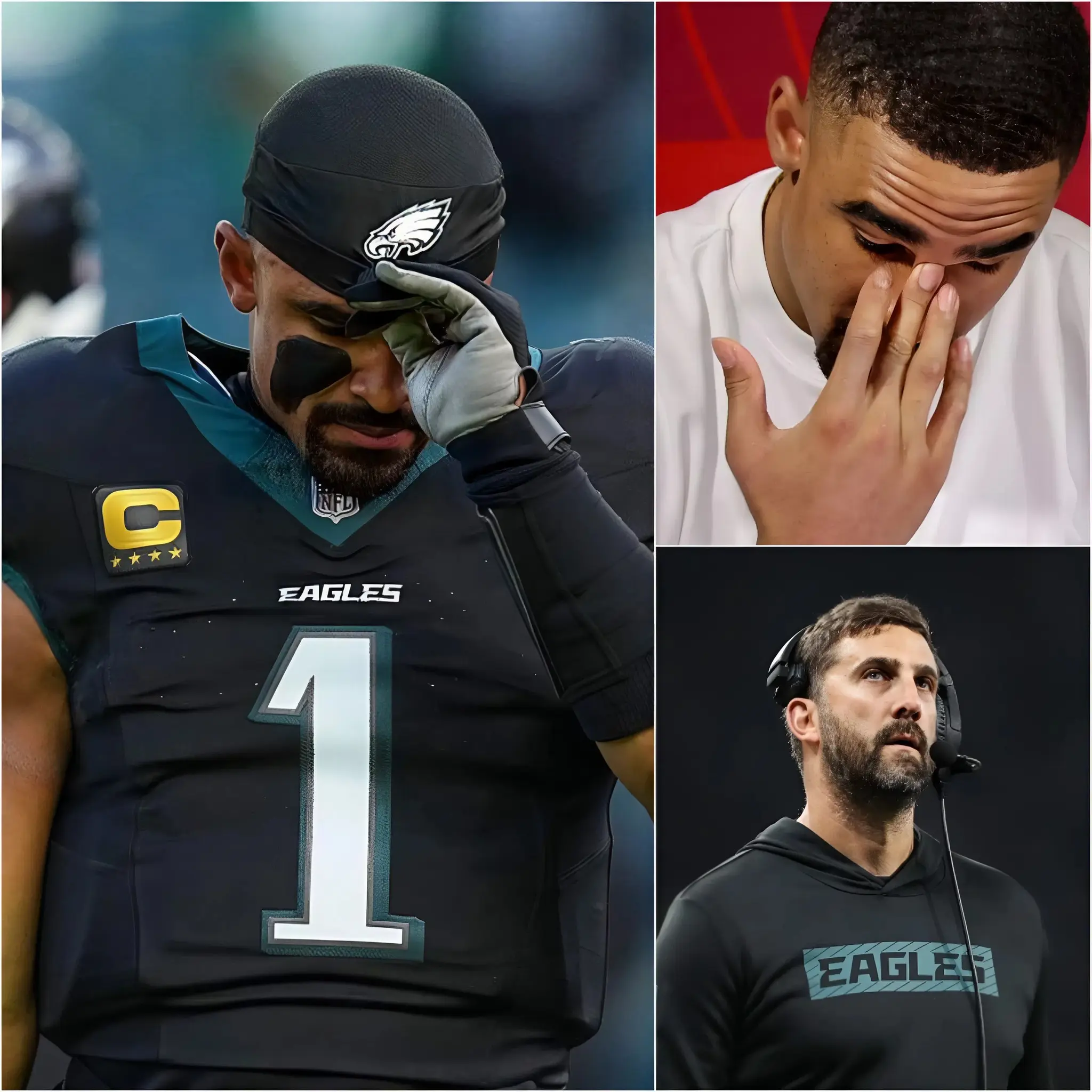 Cover Image for “I don’t recognize myself anymore… please forgive me.” After the loss to the Chicago Bears, the Eagles’ longtime cornerstone finally admitted he wasn’t the same player he used to be. The constant pressure that had built up over the years pushed Jalen Hurts to his breaking point, and the defeat to Chicago was the moment it all spilled over, leaving him visibly shaken while coach Nick Sirianni quietly wiped away tears. 😢 Read on to see the hidden weight Hurts has been carrying all this time… 👇