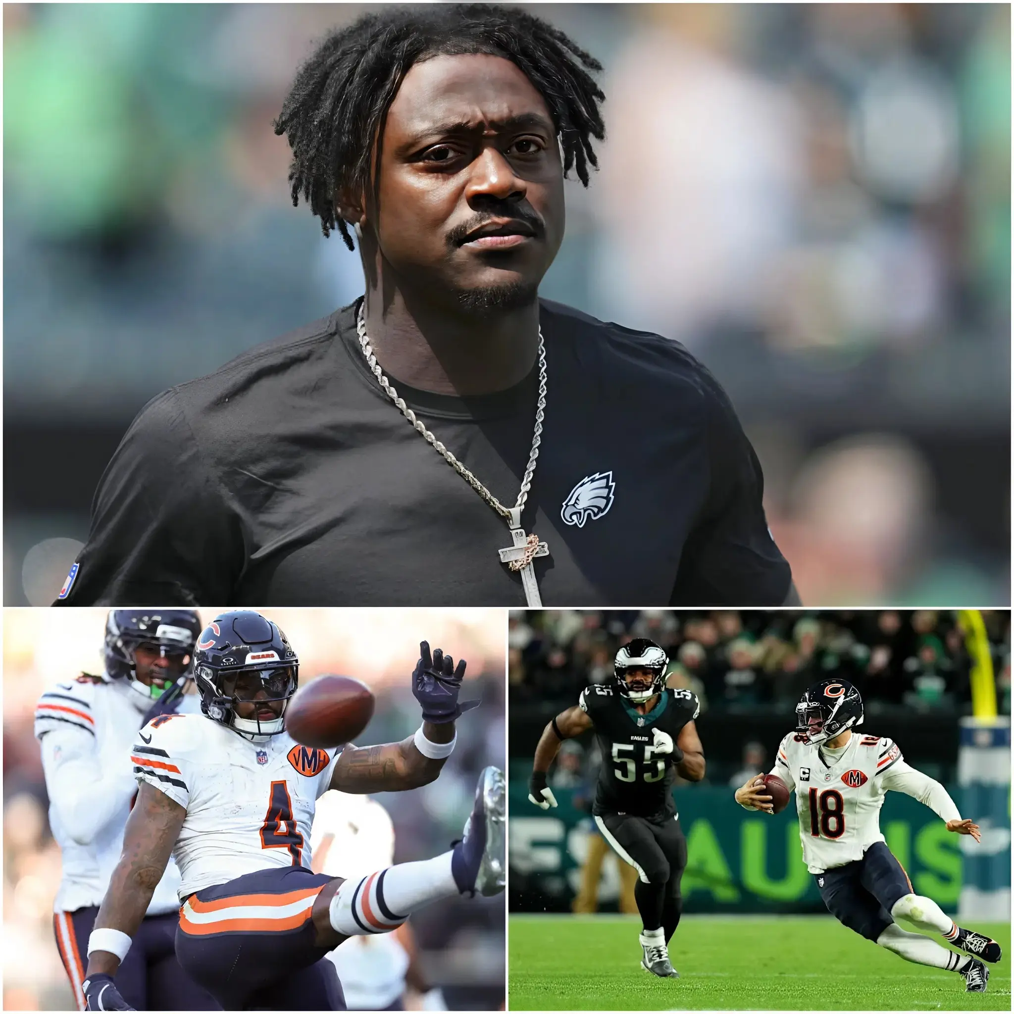 Cover Image for “I’ve played through countless seasons, but never have I faced someone with such dangerous and explosive power.” — a shocking confession from A.J. Brown, speaking about the only Bears player who truly made his hands shake in the recent game — and it was certainly not D’Andre Swift or Caleb Williams. A player who seemed quiet at first glance, yet created such suffocating pressure that Brown had to admit it… even going over to request a jersey swap immediately after the final whistle.